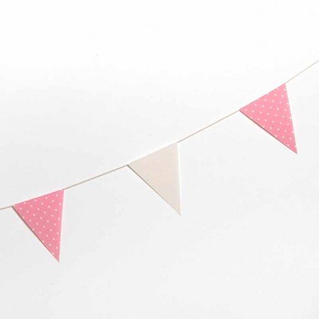 Guirnalda banderín tela marfil y rosa topos