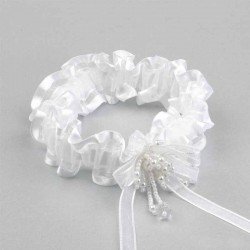 Liga novia blanca con perlitas