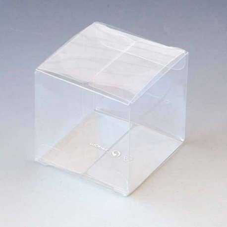Caja cubo tansparente en acetato, 5,7 x 5,7 x 5,7 cm.