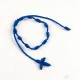 Pulsera rosario con cruz de Macramé, color azul eléctrico