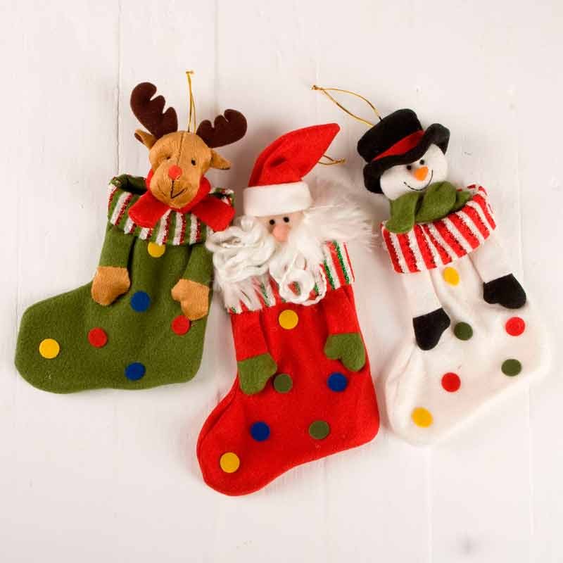 3 unidades Calcetines de Navidad para decoración de árbol de Navidad decoración de Navidad calcetines de Navidad Papá Noel muñeco de nieve hogar o Navidad calcetines de decoración para fiesta 