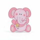 Colgante de madera elefante rosa, 6 cm.