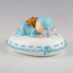 Figura tarta bautizo hucha Pit sobre almohada