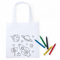 Bolsa infantil dibujos espacio para colorear con ceras