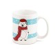 Detalle frontal de la taza con un oso polar con gorro de Papá Noel y bufanda