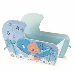 Caja bebé azul presentar los detalles bautizo
