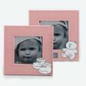 Marco de fotos piel en rosa, con motivos de bebé