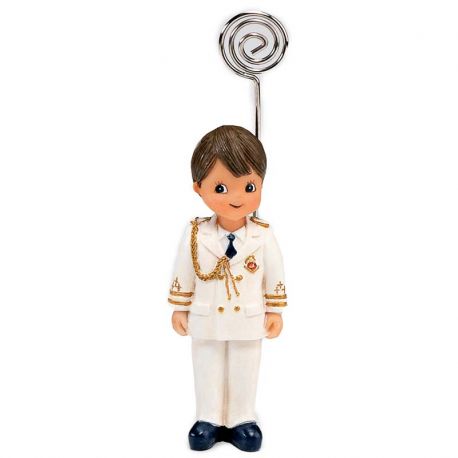 Portafotos niño Almirante, con traje blanco. Recuerdo de comunión