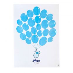 Lámina para huellas body azul con globos.