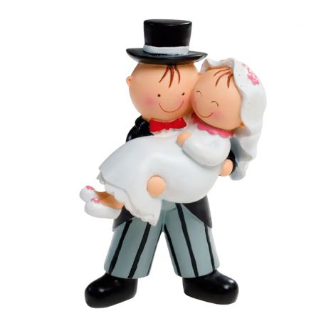Figura de novios con la novia en brazos, figura para tarta