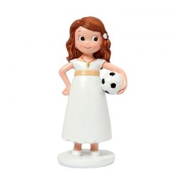 Figura pastel Comunión niña con pelota fútbol