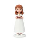 Figura pastel Comunión niña vestido blanco y biblia