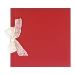 Libro de firmas boda Rojo gofrado con lazo