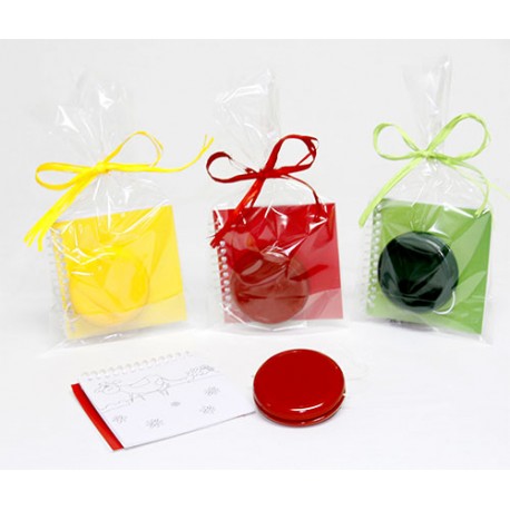 Libreta de plantillas con yoyo en bolsa y tarjeta personalizada
