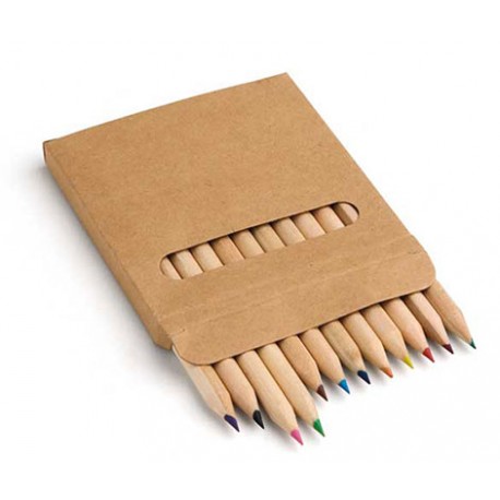 Caja con 12 lápices colores en madera