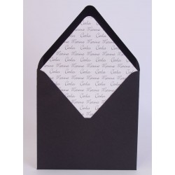 Pack de 25 sobres negros con forro interior blanco brillo