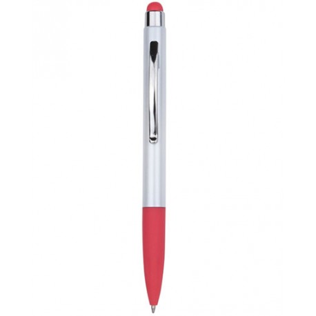 Bolígrafo en pvc y terminales en color rojo