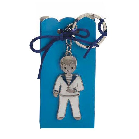 Llavero de Comunión, niño marinero, incluye peladillas y tarjeta personalizada
