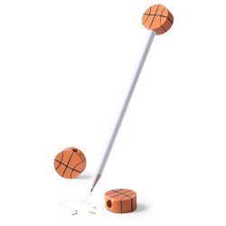Lápiz madera con gomas baloncesto