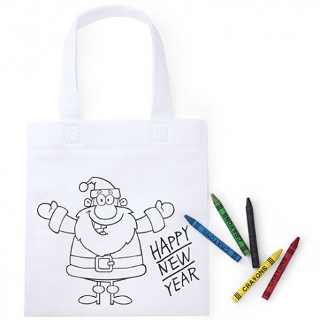 Bolsa en Non Woven Papa Noel para colorear con cinco ceras