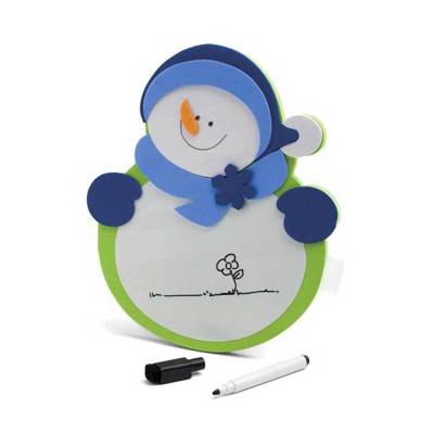 Pizarra en goma eva con forma de muñeco de nieve y rotulador