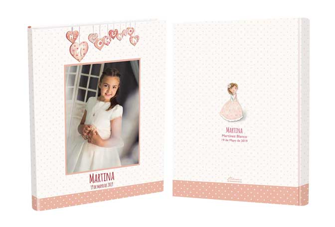 Libro de firmas de comunión para niña, personalizados en el frontal con la fotografía de la niña