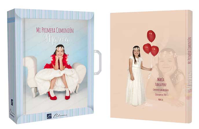 Libro de firmas para comunión personalizado en la portada y contraportada con fotografías de la niña