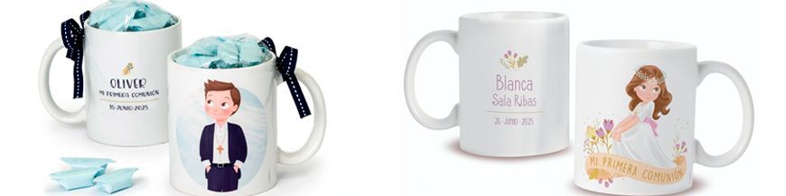 Tazas, botellas y jarras personalizadas comunión Tazas o mug para desayuno personalizadas con foto y texto Primera Comunión. Un bonito recuerdo de la comunión