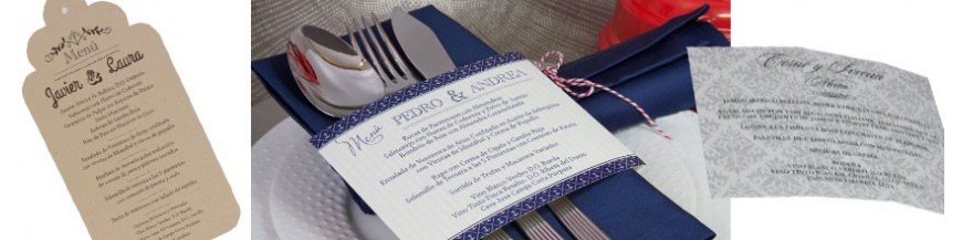Minutas de boda originales Acompaña tus invitaciones con información sobre el menú que los invitados disfrutarán en vuestra boda... Elije el formato que más te guste...